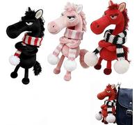 Mascotte porte-bonheur de l'année du cheval, pendentif en peluche douce pour sac à dos, sac à main ou sac, cadeau de Nouvel An 2026, symbole de force, de courage et de protection (mélange)