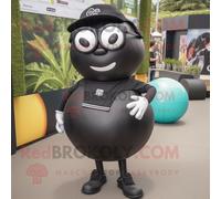 Mascotte Redbrokoly De Boule De Pétanque Noire Personnage Déguisement Habillé D'un Jegging Et De Lunettes De Lecture Multicolore