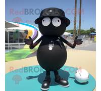 Mascotte Redbrokoly De Boule De Pétanque Noire Personnage Déguisement Habillé D'un Maillot De Bain Et D'épingles À Chapeau Multicolore