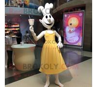 Mascotte Redbrokoly De Personnage Crème Acrobate Habillé D'une Robe De Cocktail Et D'un Bracelet Montres Multicolore