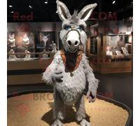 Mascotte Redbrokoly De Personnage D'âne Argenté Habillé D'un Bikini Et De Bracelets Multicolore