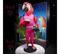 Mascotte Redbrokoly De Personnage D'ara Rose Habillé D'un Rashguard Et De Boucles D'oreilles Multicolore