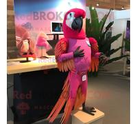 Mascotte Redbrokoly De Personnage D'ara Rose Habillé D'un Rashguard Et De Boucles D'oreilles Multicolore