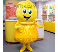 Mascotte Redbrokoly De Personnage De Bonbon Jaune Habillé D'une Jupe Crayon Et De Bandeaux Multicolore