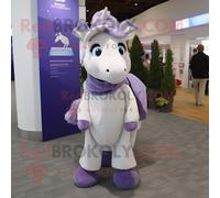 Mascotte Redbrokoly De Personnage De Cheval Lavande Habillé D'une Parka Et D'une Écharpe À Pinces Multicolore