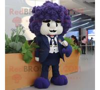 Mascotte Redbrokoly De Personnage De Chou-Fleur Bleu Marine Habillé D'un Blazer Et De Pinces À Cheveux Multicolore