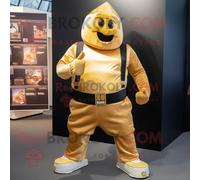 Mascotte Redbrokoly De Personnage De Commando Doré Habillé D'un Débardeur Et De Boutons De Manchette Multicolore