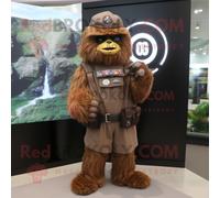 Mascotte Redbrokoly De Personnage De Commando Marron Habillé D'une Robe Taille Empire Et De Porte-Clés Multicolore