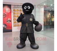 Mascotte Redbrokoly De Personnage De Commando Noir Habillé D'une Culotte Et De Porte-Monnaie Multicolore