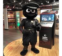 Mascotte Redbrokoly De Personnage De Commando Noir Habillé D'une Culotte Et De Porte-Monnaie Multicolore