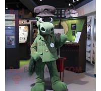 Mascotte Redbrokoly De Personnage De Jument Verte Habillée D'un Cardigan Et De Bérets Multicolore