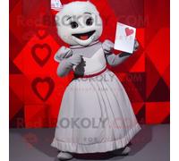 Mascotte Redbrokoly De Personnage De Lettre D'amour Argentée Habillée D'une Robe Taille Empire Et De Mitaines Multicolore