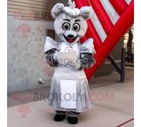 Mascotte Redbrokoly De Personnage De Lettre D'amour Argentée Habillée D'une Robe Taille Empire Et De Mitaines Multicolore