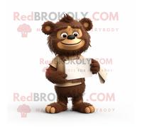 Mascotte Redbrokoly De Personnage De Lettre D'amour Marron Habillée D'un T-Shirt Henley Et De Bracelets Multicolore