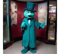 Mascotte Redbrokoly De Personnage De Magicien Bleu Sarcelle Habillé D'une Robe Fourreau Et De Pochettes Multicolore