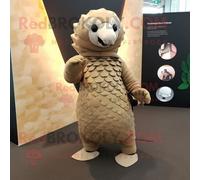 Mascotte Redbrokoly De Personnage De Pangolin Beige Vêtu D'un Legging Et De Mitaines Multicolore