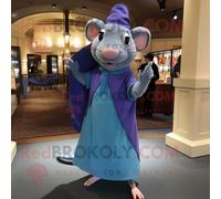 Mascotte Redbrokoly De Personnage De Ratatouille Bleue Habillée D'une Robe Fourreau Et De Châles Multicolore
