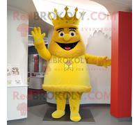 Mascotte Redbrokoly De Personnage De Roi Jaune Habillé D'une Barboteuse Et De Mitaines Multicolore