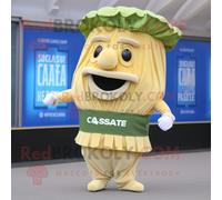 Mascotte Redbrokoly De Personnage De Salade César Dorée Habillée D'une Culotte Et D'épingles À Cravate Multicolore