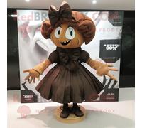 Mascotte Redbrokoly De Personnage De Sorcière Brune Habillée D'une Mini Jupe Et De Noeuds Papillon Multicolore