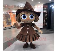 Mascotte Redbrokoly De Personnage De Sorcière Brune Habillée D'une Mini Jupe Et De Noeuds Papillon Multicolore