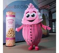 Mascotte Redbrokoly De Personnage Rose Fish And Chips Habillé D'une Robe Taille Empire Et De Repose-Pieds Multicolore