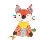 Mascotte sensorielle renard sur un landau