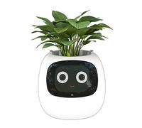 Masdio Pots de Fleurs intelligents, avec Intelligence Artificielle, Affichage de la température et de Nombreuses animations expressives basées sur l'environnement, pour décoration intérieure (Blanc)