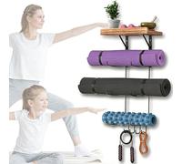 MASDRTRE Support mural pour tapis de yoga, support de rangement pour tapis d'entraînement, organiseur mural pour la salle de gym à domicile pour accrocher les sangles de tapis de yoga, support en