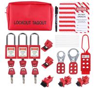 Masdun Loto Kit de verrouillage électrique Loto - Morceaux de verrouillage de groupe, verrouillage de disjoncteur, étiquettes de verrouillage, cadenas de sécurité avec numéro, attaches en nylon avec