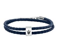 Maserati Leather Bracelet Homme Rigide | Acier, Couleur Argent, Noir, Taille 38 + 3 cm