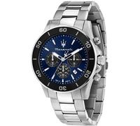 Maserati Men's Competizione Racing-Inspired Stainless Steel Sapphire Crystal Analogue Quartz Watch Bleu/Argenté Taille unique Male