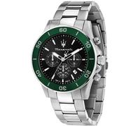 Maserati Men's Competizione Racing-Inspired Stainless Steel Sapphire Crystal Analogue Quartz Watch Noir/Argent Taille unique Male