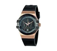 Maserati Montre pour Homme, Collection Potenza, Mouvement à Quartz, à Trois Aiguilles avec Date, en Acier, PVD Or Rose, PVD Noir et polyuréthane - R8851108002