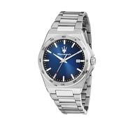 Maserati Montre pour homme, heure, date, analogique, 40 mm, collection Velocita' Slim, cadran à carreaux, Argenté., taille unique