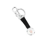 Maserati Porte-clés Homme en Acier, Cuir Naturel Noir, Collection KEYRINGS - KMU5240101