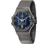 Montre Maserati homme R8853108005 ceinture en maille Potenza en acier inoxydable bleu fond logo Milan