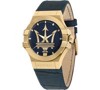 Maserati Montre Homme, Collection Potenza, Quartz, Temps et Date, en Acier, PVD Or, Cuir Naturel - R8851108035