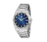 Maserati Montre pour homme, heure, date, analogique, 40 mm, collection Velocita' Slim, cadran à carreaux, Argenté., taille unique