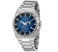 Maserati Montre pour homme, chronographe, analogique, 41 mm, collection Velocita' Slim, cadran à carreaux, Argenté., taille unique