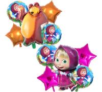 Masha and the Bear Décoration de Fête 10pcs Ballons en Aluminium Masha et L'ours Ballon de Fête pour Enfants Ballon pour anniversaire d'enfant Décoration Fête