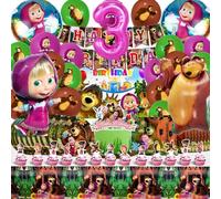 Masha Anniversaire 3 Ans, Thème Masha Anniversaire 3 Ans, Décoration Fête Ours 3, Ballons Ours 3, Vaisselle Ma Sha Com Pleano, Fond Ma Sha Com Pleano, M Asha Décorations Gâteau, Serviettes M Asha