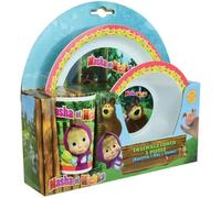 Masha Et Michka Ensemble Repas Incluant 1 Verre 220 Ml. 1 Assiette Et 1 Bol Micro-Ondables Pour Enfant