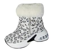 MASHANGGOU Bottes de neige d'hiver pour femme avec fermeture éclair latérale, doublure en polaire chaude, doublure en peluche épaisse bottes d'hiver antidérapantes à enfiler, Léopard blanc., 40/46 EU
