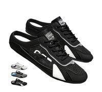 MASHANGGOU New Summer - Baskets à enfiler pour homme - Dos nu - Chaussures de tennis décontractées - Maille tendance - Dos nu, Black B., 50 EU