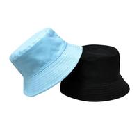 Mashaouyo Chapeau de pêcheur double port pour homme Version coréenne Simple Casual Pot Chapeau Femme Couleur unie Plaque de lumière Visière Couple Noir, bleu ciel, M