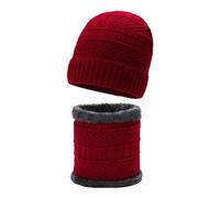Mashaouyo Chapeaux pour homme et femme - Cache-cou - Ensemble cadeau pour homme - Bonnet d'hiver - Écharpe - Costume de neige - Chapeau - Gants - Écharpe - Filles, Rouge, taille unique