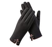 Mashaouyo Gants chauds pour femme - Pour l'extérieur, l'équitation, la conduite - Nœud mignon - Avec écran en polaire - Antidérapants - Noir - Taille unique
