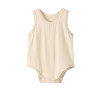 Mashaouyo Gilet pour bébé Triangle Vêtements fins Ventre Sous-vêtements Bébé Enfants Un Vêtements de Sommeil Couleur Unie Multicolore Filles Bodys Manches Courtes, beige, 3-6 mois