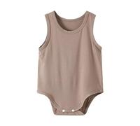 Mashaouyo Gilet pour bébé Triangle Vêtements fins Ventre Sous-vêtements Bébé Enfants Un Vêtements de Sommeil Couleur Unie Multicolore Filles Bodys Manches Courtes, marron, 0-3 mois